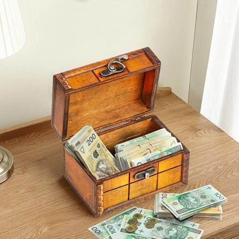 Vintage Wooden Jewelry Boxes, Retro Handmade Decorative Treasure Trinket Chests Storage Organizer, Wood Gift Holder Case Box for Ring Earrings Necklace Keepsake Ceremony Ladies 4.7" (Brown) in Kuwait