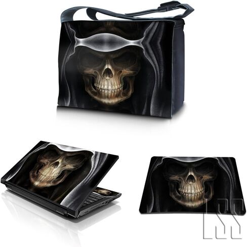 LSS 15-15.6" Laptop Messenger Crossbody Bag with Matching Laptop Skin Sticker & Mouse Pad Combo | Carrying Case for 14" 15" 15.6" or Smaller Size Notebook - Cassette Player Design in Kuwait