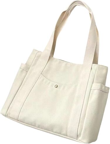 حقيبة كتف حقيبة قماش ذات سعة كبيرة للتنقل وحقيبة غداء متعددة الاستخدامات وحقيبة كمبيوتر محمول للنساء in Kuwait