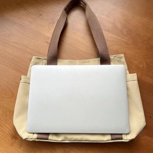 حقيبة كتف حقيبة قماش ذات سعة كبيرة للتنقل وحقيبة غداء متعددة الاستخدامات وحقيبة كمبيوتر محمول للنساء in Kuwait