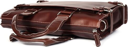 Leather Laptop Briefcase for Men - Classic Brown, 3 Zipper Pockets, 2 Spacious Compartments, Fits 16-inch Laptop (16x12x4 inches) in Kuwait