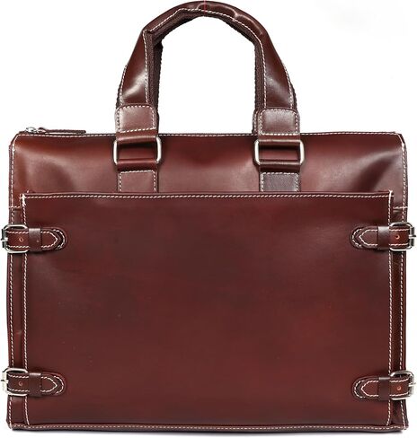 Leather Laptop Briefcase for Men - Classic Brown, 3 Zipper Pockets, 2 Spacious Compartments, Fits 16-inch Laptop (16x12x4 inches) in Kuwait