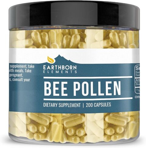 Earthborn Elements Bee Pollen 200 كبسولة، نقية وغير مخففة، بدون إضافات in Kuwait