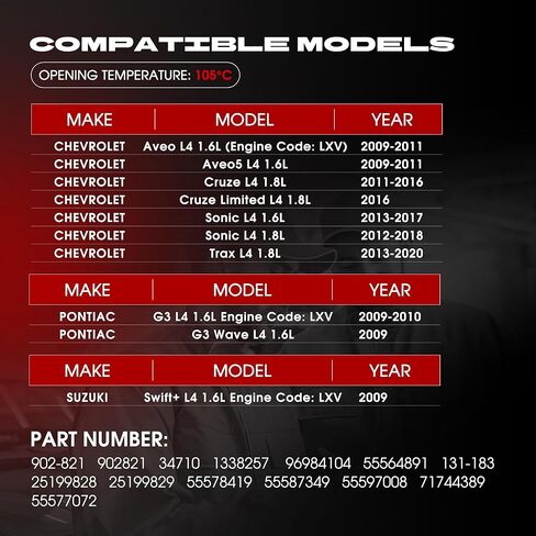 Upgrade Aluminium Engine Coolant Thermostat Housing Assembly Compatible with Chevrolet/Pontiac/Suzuki, Chevy Aveo Aveo5 09-11, Cruze 11-16, Sonic 12-18, Trax 13-20, G3 09-10, Replaces 902-821 55564891 in Kuwait