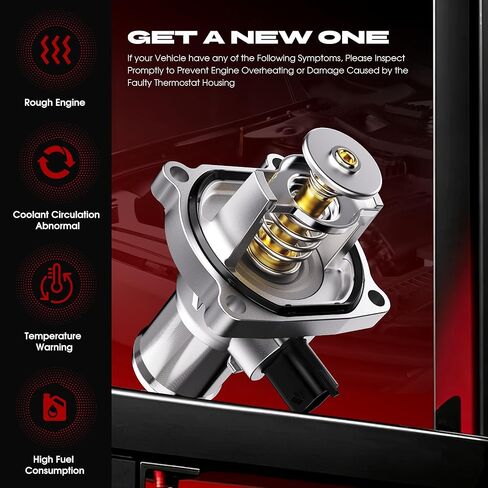 Upgrade Aluminium Engine Coolant Thermostat Housing Assembly Compatible with Chevrolet/Pontiac/Suzuki, Chevy Aveo Aveo5 09-11, Cruze 11-16, Sonic 12-18, Trax 13-20, G3 09-10, Replaces 902-821 55564891 in Kuwait