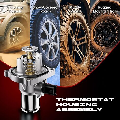 Upgrade Aluminium Engine Coolant Thermostat Housing Assembly Compatible with Chevrolet/Pontiac/Suzuki, Chevy Aveo Aveo5 09-11, Cruze 11-16, Sonic 12-18, Trax 13-20, G3 09-10, Replaces 902-821 55564891 in Kuwait