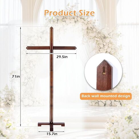 lukar 71 بوصة صليب خشبي كبير، صليب واقف كبير جدًا للكنيسة، ديكور متقاطع للحائط قابل للتعديل، صليب قائم في ساحة زفاف عيد الميلاد للتواصل في عيد الفصح in Kuwait