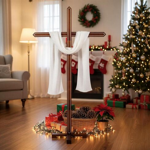 lukar 71 بوصة صليب خشبي كبير، صليب واقف كبير جدًا للكنيسة، ديكور متقاطع للحائط قابل للتعديل، صليب قائم في ساحة زفاف عيد الميلاد للتواصل في عيد الفصح in Kuwait