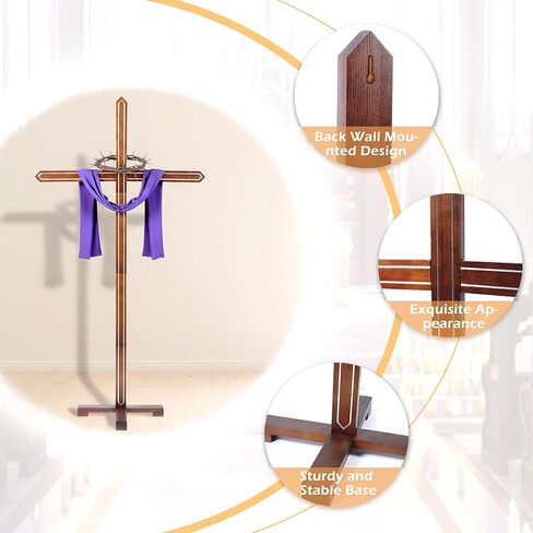lukar 71 بوصة صليب خشبي كبير، صليب واقف كبير جدًا للكنيسة، ديكور متقاطع للحائط قابل للتعديل، صليب قائم في ساحة زفاف عيد الميلاد للتواصل في عيد الفصح in Kuwait