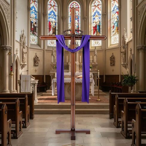 lukar 71 بوصة صليب خشبي كبير، صليب واقف كبير جدًا للكنيسة، ديكور متقاطع للحائط قابل للتعديل، صليب قائم في ساحة زفاف عيد الميلاد للتواصل في عيد الفصح in Kuwait