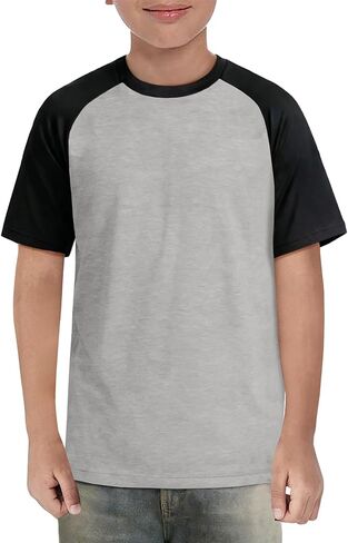 Boys Short Sleeve T Shirts Kids Summer Colorblock Tops Crewneck Casual Tee 5-14 Years in Kuwait