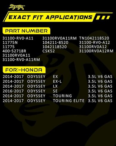 Oktiger Upgraded Alternator for Honda Odyssey 2014 2015 2016 2017 Ex Ex-l Lx Touring Elite Se 3.5L, V6 12V 130A Clockwise 6-Groove Clutch Pulley, Replacement Alternator, OE 31100-RV0-A11 11775N in Kuwait