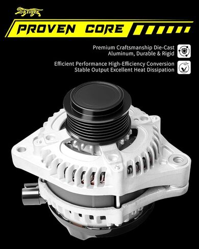 Oktiger Upgraded Alternator for Honda Odyssey 2014 2015 2016 2017 Ex Ex-l Lx Touring Elite Se 3.5L, V6 12V 130A Clockwise 6-Groove Clutch Pulley, Replacement Alternator, OE 31100-RV0-A11 11775N in Kuwait