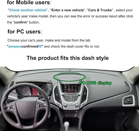 Dash Cover Mat Custom Fit for GMC Terrain with Light Sensor Without CWS Display and Speaker, Dashboard Pad Carpet Protector (Black) K370A in Saudi Arabia