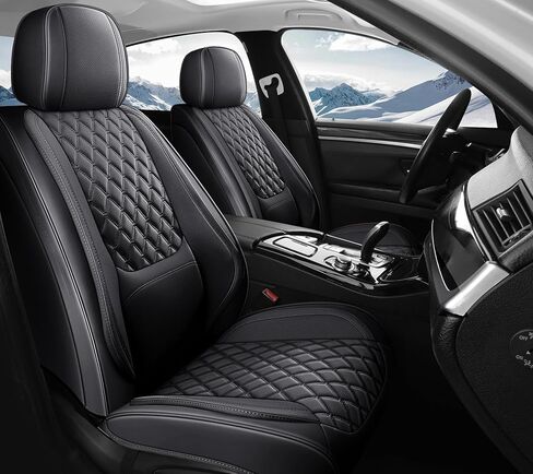 Car Seat Covers Full Set, Black Faux Leather Waterproof Seat Protectors, Breathable with Lumbar Support, Front Seats Back Seat Covers,Wear-Resistant Universal Fit for Most Cars, Trucks, SUV in Saudi Arabia
