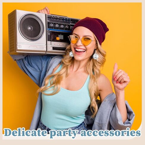Kigeli 12 Pairs Women Disco Ball Earrings 60's Mirror Ball Earrings Silver 70's Outfit Disco Accessories Hippie Jewelry Bulk Cowgirl Dangle Party Favors for New Years Festival Stage Game Costume in Saudi Arabia
