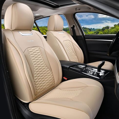 Coverado Car Seat Covers Full Set, Nappa Leather Red Car Seat Covers, Waterproof Automotive Seat Covers for Cars Interior Accessories Universal Fit Most Sedans, SUVs, Pick-up Trucks in Saudi Arabia