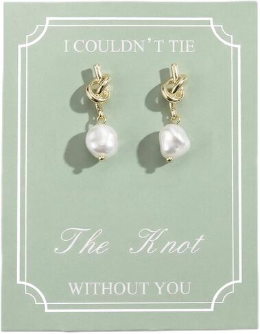 Bridesmaid Pearl Drop Earrings Gifts Set, I Couldn’t Tie The Knot Without You Pearl Earrings for Women, Bridesmaid Proposal Gift Sets of 4 6 8 in Kuwait