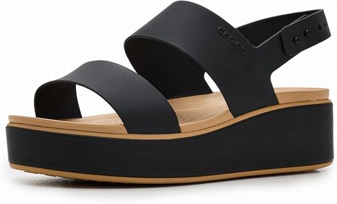 Crocs Women's Brooklyn Cork Low Wedge, Black/Cashew, 5 in Saudi Arabia