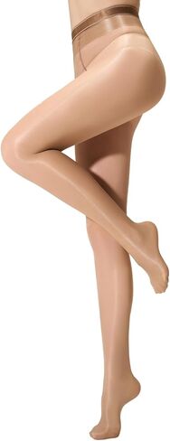 Yilanmy Women's Shimmer Tights, 30D Oil Shiny Pantyhose Brown Sheer Stockings Dance Jazz Tights in Saudi Arabia