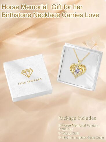 14K Gold Horse and Cowgirl Necklace for Women,Heart Birthstone Pendant,Western Cowgirl Jewelry Valentine's Day Birthday Gifts for Equestrian Enthusiast and Country Style Lovers in Saudi Arabia