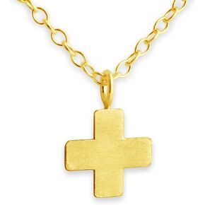 قلادة AZAGGI مصنوعة من الفضة المطلية بالذهب وبسيطة وصغيرة الحجم ورمز ديني للصليب اليوناني بالإضافة إلى قلادة على شكل علامة مطلية بالذهب in Kuwait