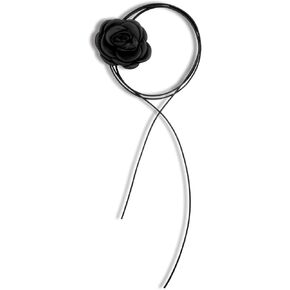 Thinp Flower Choker Necklace for Women, Black Rose Necklace Vintage Velvet Collar Necklaces with Adjustable Lace-up Design Long Wrap Tie Necklaces for Summer Wedding, Party, Holiday in Saudi Arabia