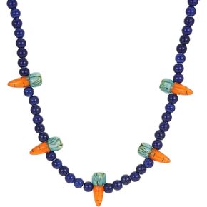 اليدوية مطرز قلادة البحرية الأزرق الخرز الجزرة المختنق القلائد للنساء شخصية مستديرة ملونة مطرز قلادة قلادة الأزياء طوق المجوهرات in Kuwait