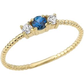 خاتم خطوبة/وعد أنيق من الذهب الأصفر عيار 10 قيراط مرصع بالياقوت والتوباز الأبيض in Kuwait