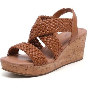 صنادل Luoika النسائية ذات العرض الواسع، صنادل نسائية بكعب عريض وكعب عريض مفتوح عند الأصابع، أحذية صيفية كاجوال موجزة. in Kuwait