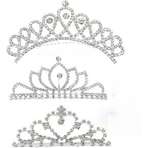 NODG 3 Pieces Silver Tiaras for Women Princess Rhinestone Mini Tiaras with Comb Crowns for Women with Comb for Princess Party Favors in Kuwait