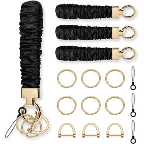 سلسلة مفاتيح قابلة للتمدد لمفاتيح السيارة، سوار حامل مفاتيح قابل للتعديل مع حلقة على شكل حرف D و3 حلقات مفاتيح in Kuwait