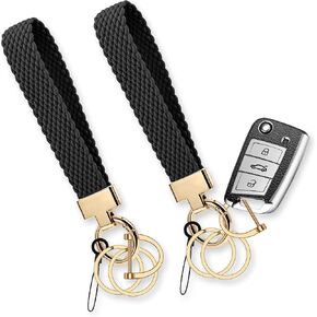 سلسلة مفاتيح قابلة للتمدد لمفاتيح السيارة مع حلقة على شكل حرف D - سوار معصم Scrunchie لطيف حامل مفتاح عالمي in Kuwait