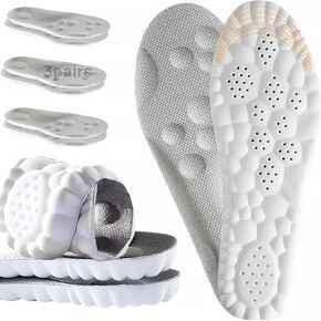 3 Pairs 4D Cloud Insoles,Anti Fatigue Shock Absorption,Massage Insole Arch Surpport Super Soft,U-Shape Memory Foam Insoles,Pain Plantar Fasciitis,for Men & Women- Trim to Fit Insoles Steppers in Saudi Arabia