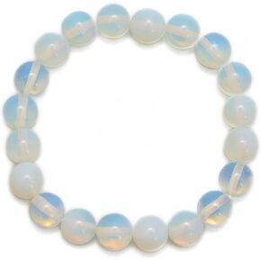 JM Design 6mm 8mm 10mm 12mm Opalite Smooth Round Stretchy Beaded Bracelet 7.5'' Length for Women Men in Kuwait
