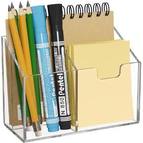 AITEE Magnetic Pen Holder for Refrigerator, Whiteboard & Locker - Acrylic 3-Magnet Organizer with Non-Slip Pads, Holds Markers, Pens, Scissors & Notes, Clear Accessory for Office, Classroom, Kitchen in Kuwait