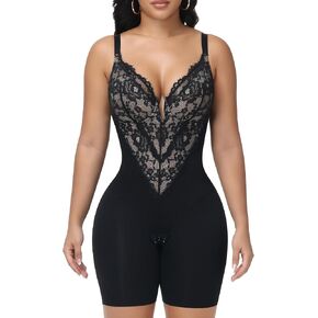 Low Back Lace Shapewear Bodysuit Full Body Shaper Fajas Colombianas Butt Lifting Compression Shapewear Short Thighs Slimmer in Kuwait