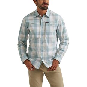 ATG by Wrangler Men's Long Sleeve Hike to Fish Shirt, Abyss Check, Large in Kuwait