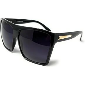 Oversized Square Sunglasses with Gold Accent, Gradient Lenses, Black or Brown Frame in Kuwait