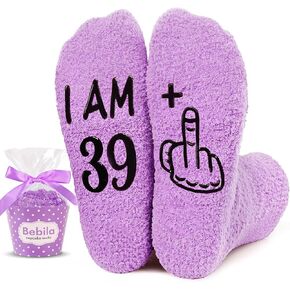 Bebila Birthday Gifts for Women Funny Socks for 30 40 50 60 70 Year Old Woman Birthday Gifts for Mom Sister Wife Friends (US, Alpha, One Size, Regular, Regular, I Am 40 Pink) in Kuwait