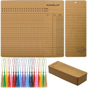 100 مجموعة من الإشارات المرجعية لقائمة القراءة مع شرابات - مجموعة علامات كتاب بطاقات المكتبة مقاس 3 × 8، وسجل قراءة البطاقات ومتتبع الكتب لمحبي الكتب ونوادي الكتب ومستلزمات العودة إلى المدرسة (أبيض) in Kuwait
