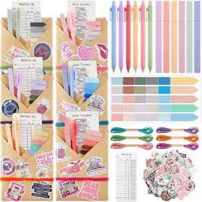 6 Set Blind Date with a Book Gift Box Supplies Includes Romance Book Stickers Kraft Paper Ballpoint Pens Highlighters and More for Bookish Librarian Readers Lovers Club Valentine's Gift in Kuwait