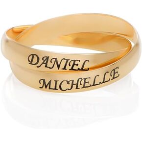 MyNameNecklace Personalized Charlize Russian Ring - 2 or 3 Interlocking Rings - Sterling Silver, 10k Solid Gold, 18K Gold Rose Plated or Vermeil - With Birthstone or Diamond Options in Kuwait