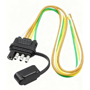 18 Inch 4 Pin 5 Wire Trailer Wiring Harness, 16AWG Copper Short Trailer Rewire Kit with Y-Split & 4 Way Flat Plug for Utility, Boat, ATV, UTV Trailers in Kuwait