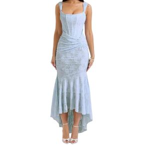 Women's Sexy U-Neck Camisole Dress with Fishbone Wrapped Buttocks and Fish Tail Long Skirt Dress in Kuwait