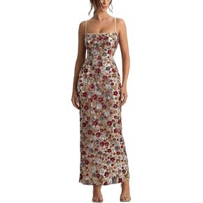 Women's Sparkling Sequin Dress Strapless Tight Long Dress Sleeveless Backless Wedding Guests Party Tight Long Dress in Kuwait