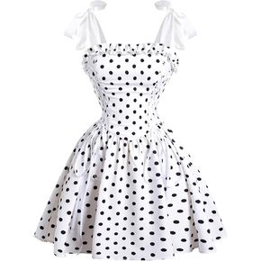 Milumia Women's Floral Tie Shoulder Cami Dress Lace Up Side Vintage Flared Short Dresses in Kuwait
