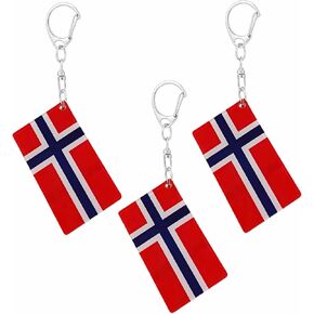 Norway Flag Keychain - Double Sided Acrylic D Shape Chains Norwegian Flags Key Chains Men and Women Style Car Key chain Gifts Decoration (3 Pcs) in Kuwait