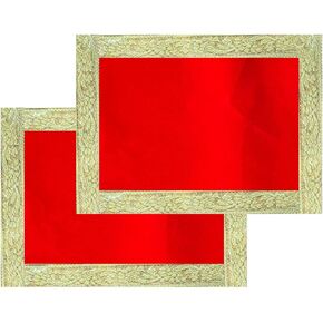 NAISHA Red Pooja Aasan Mat (Set of 2) Velvet Puja/Altar Cloth Mandir, Multipurpose Keeping Accessories of Temple, Chowki in Kuwait