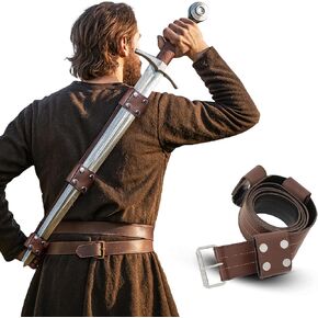 حزام جلد زيلدا من القرون الوسطى| بلدريك 63 بوصة بإبزيم حديد وخياطة معززة | حزام سيف النهضة in Kuwait